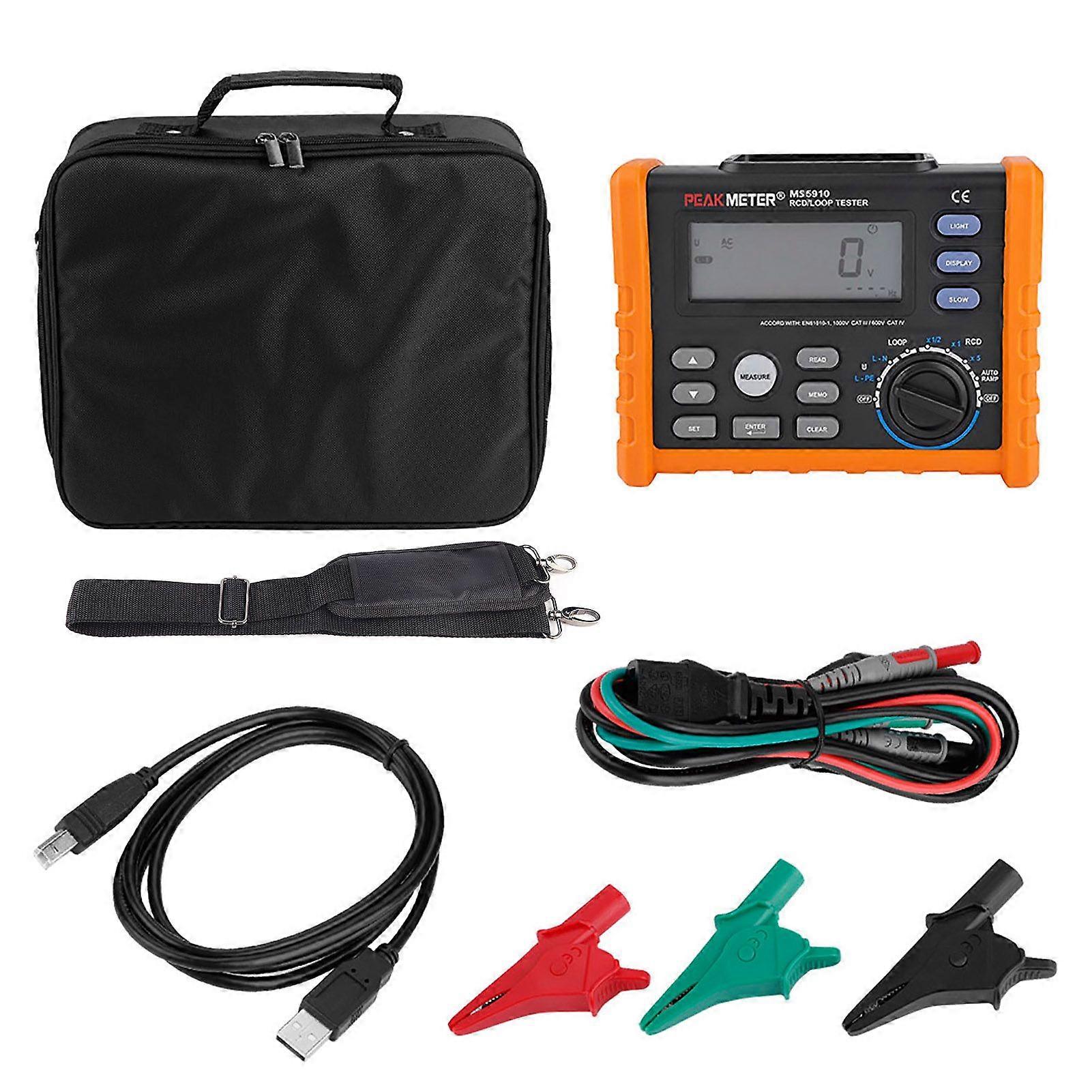 PEAKMETER MS5910 Digitales Widerstandsmessgerät RCD-Schleifenwiderstandstester Multimeter