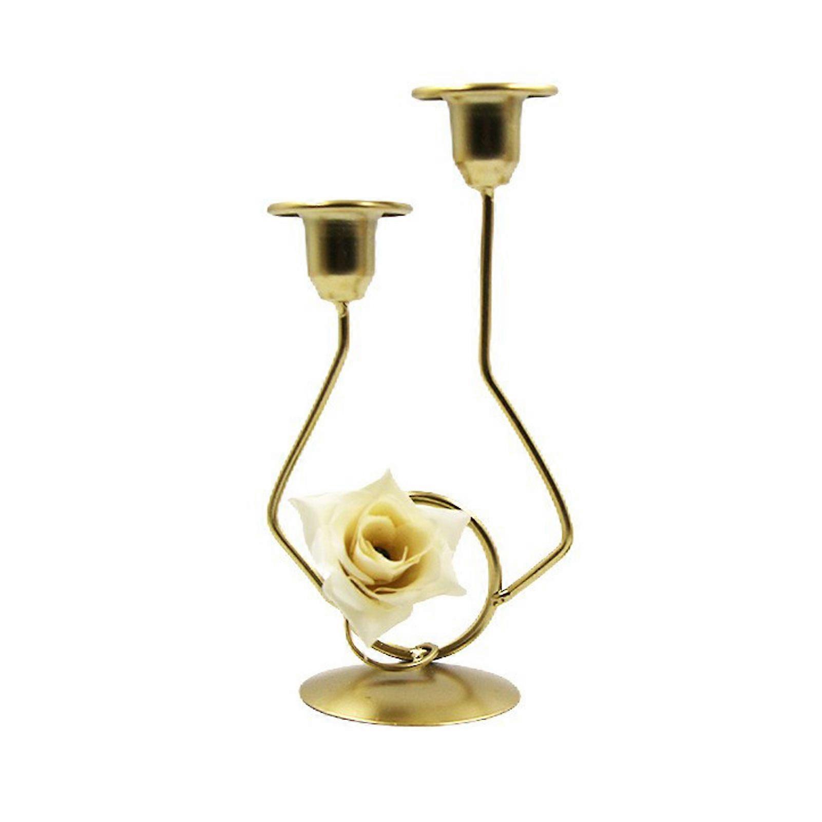 Minglan European style golden iron double-headed candlestick flower decoration party wedding table candlestick ornaments props