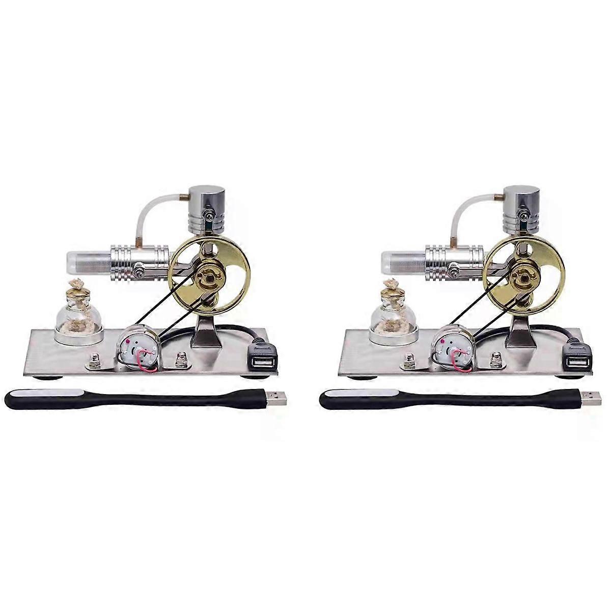 L-Shape Stirling Engine Model with USB Night Light, Educational Toy