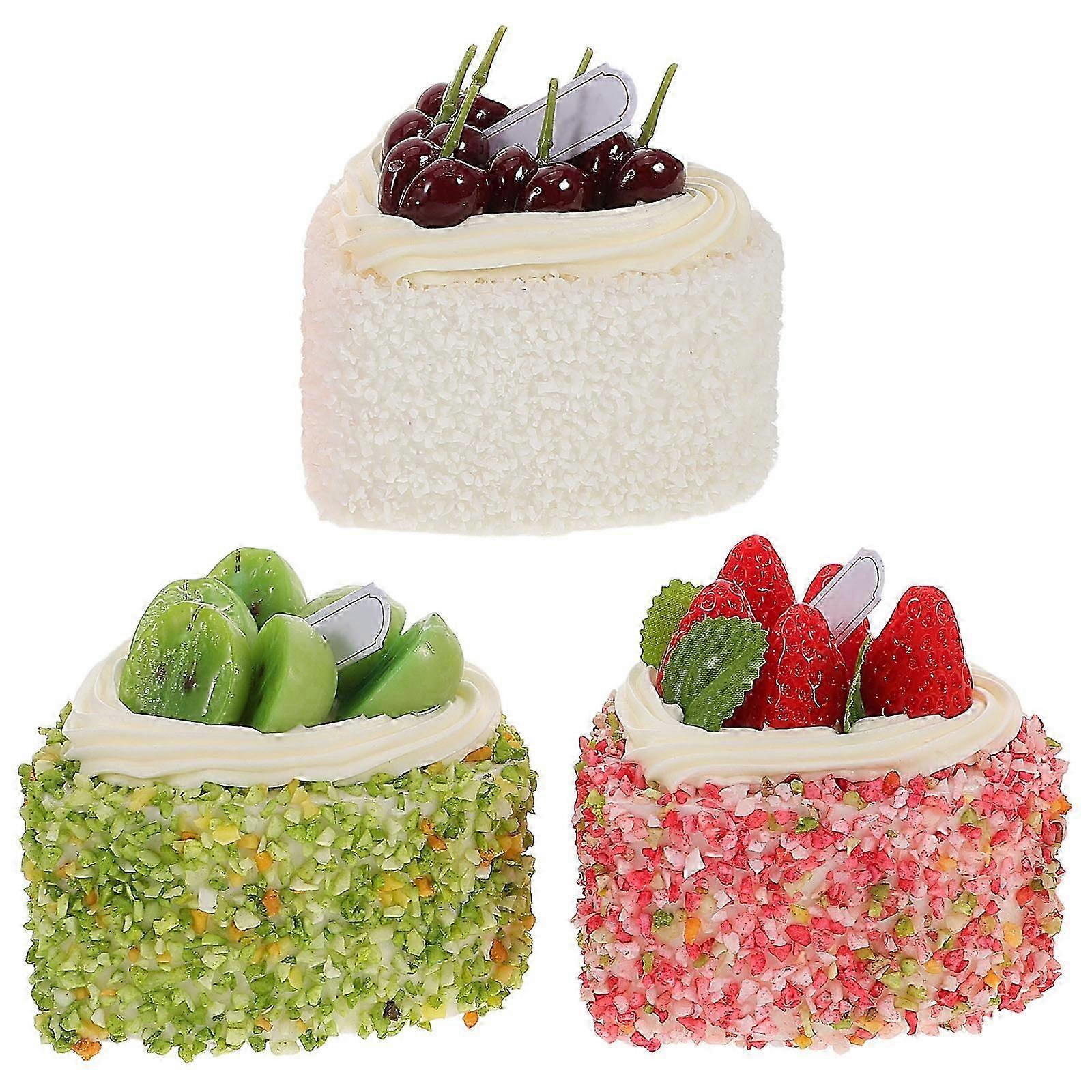 Egg Cake Model Realistic Simulation Foam Decoration for 3Pcs Display Use