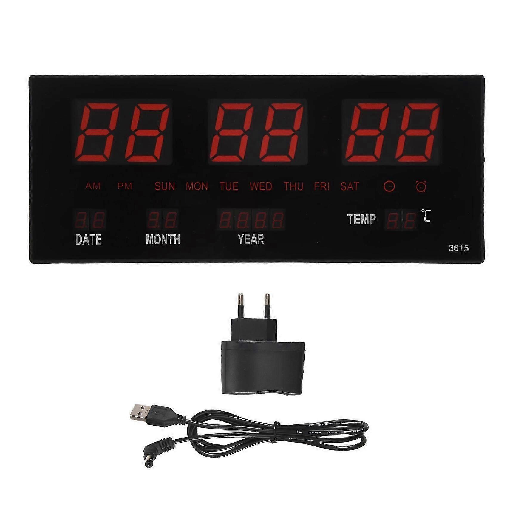 LED Perpetual Calendar Electronic Clock Digital Wall Clock Alarm Hourly Chiming Temperature Table Clocks Home Office Red