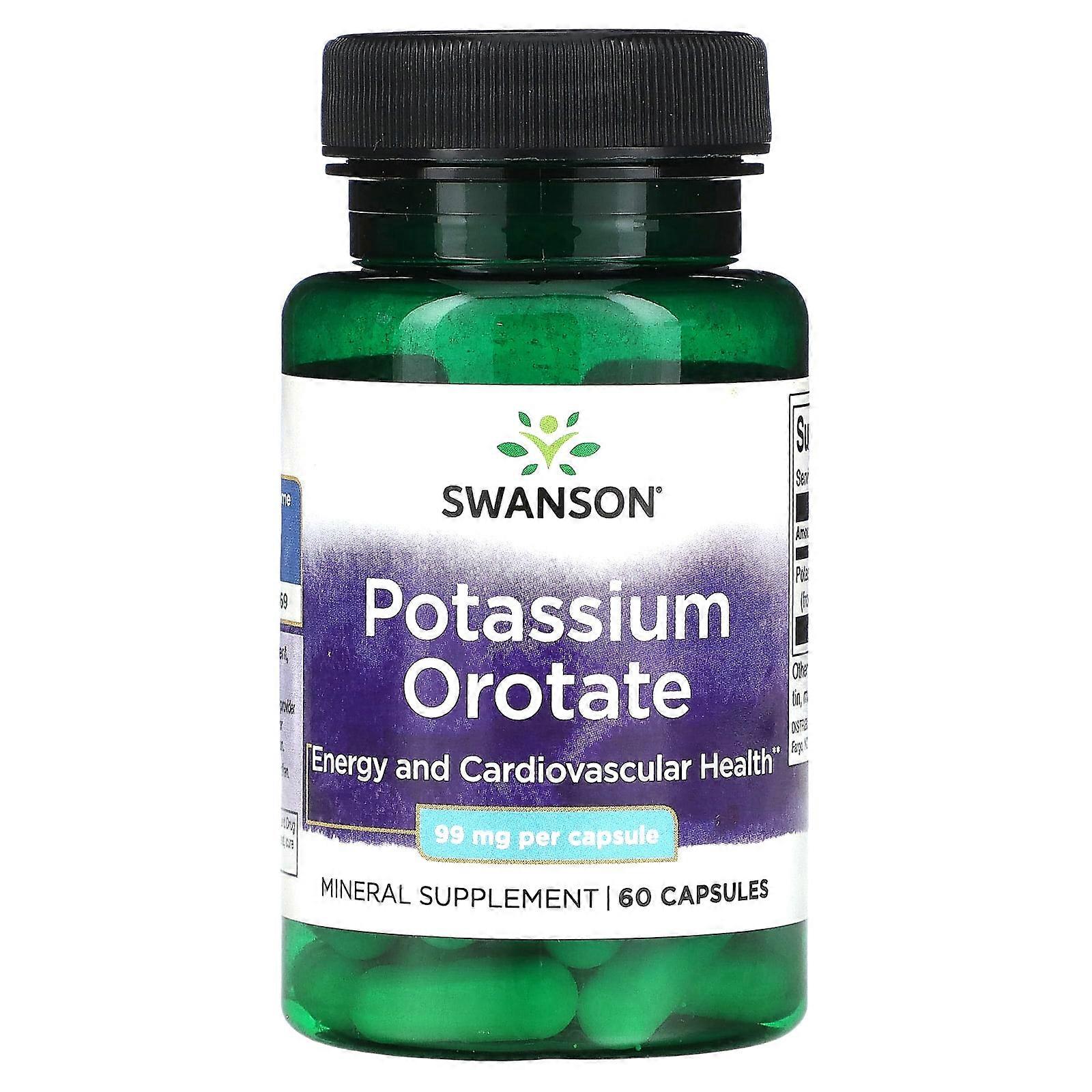 Swanson, Orotato de potasio, 60 cápsulas
