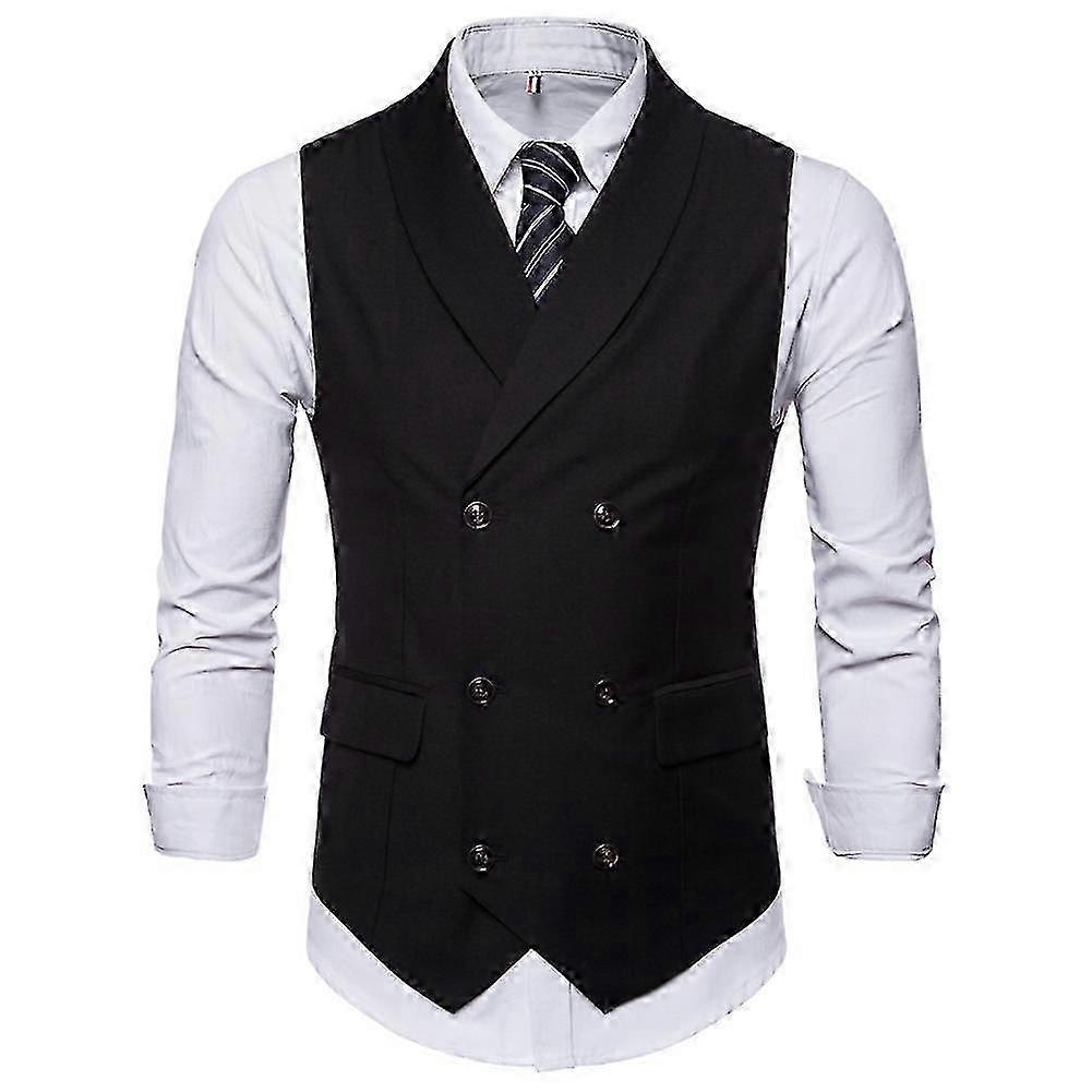 Herren Business Formal Solid Color Revers Zweireiher Slim Weste
