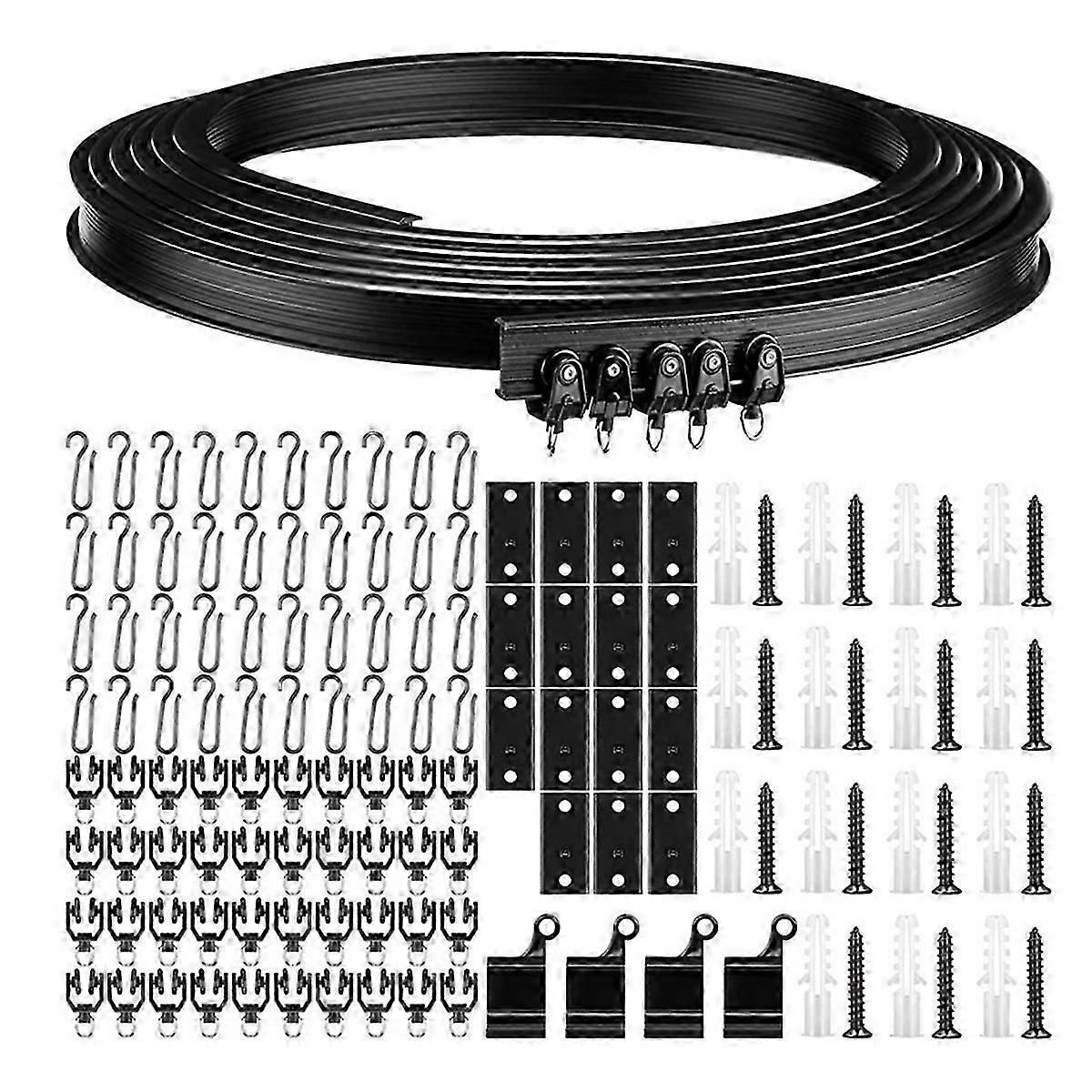 Bendable Ceiling Smooth Rails with Mounting Hooks and Rollers RV Curtain Spacer for Dormitory Living