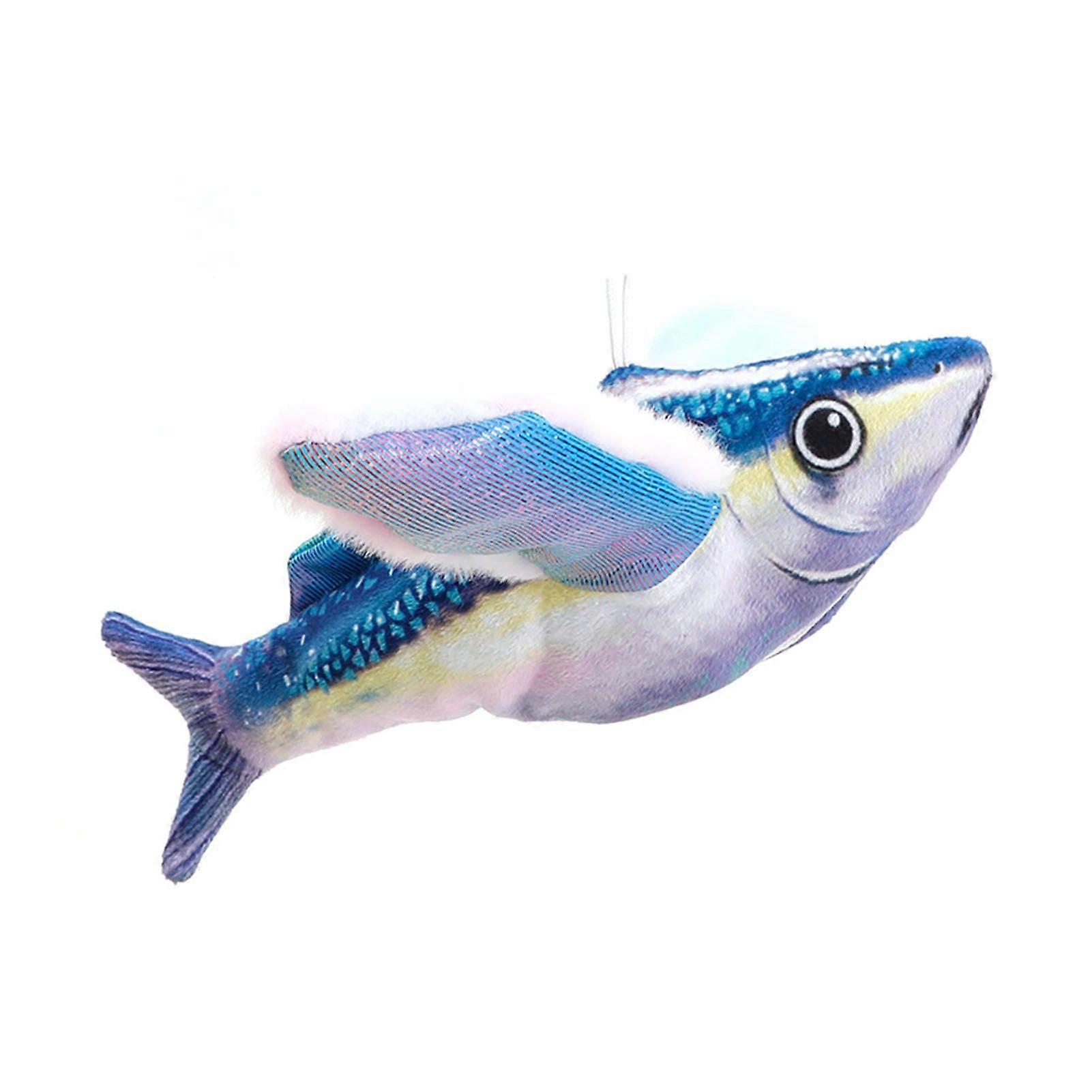 Interactive Flapping Wings Fish Cat Toy Hanging Flying Fish Toy with Sound Electric Simulation Plush Toy for Indoor Cats