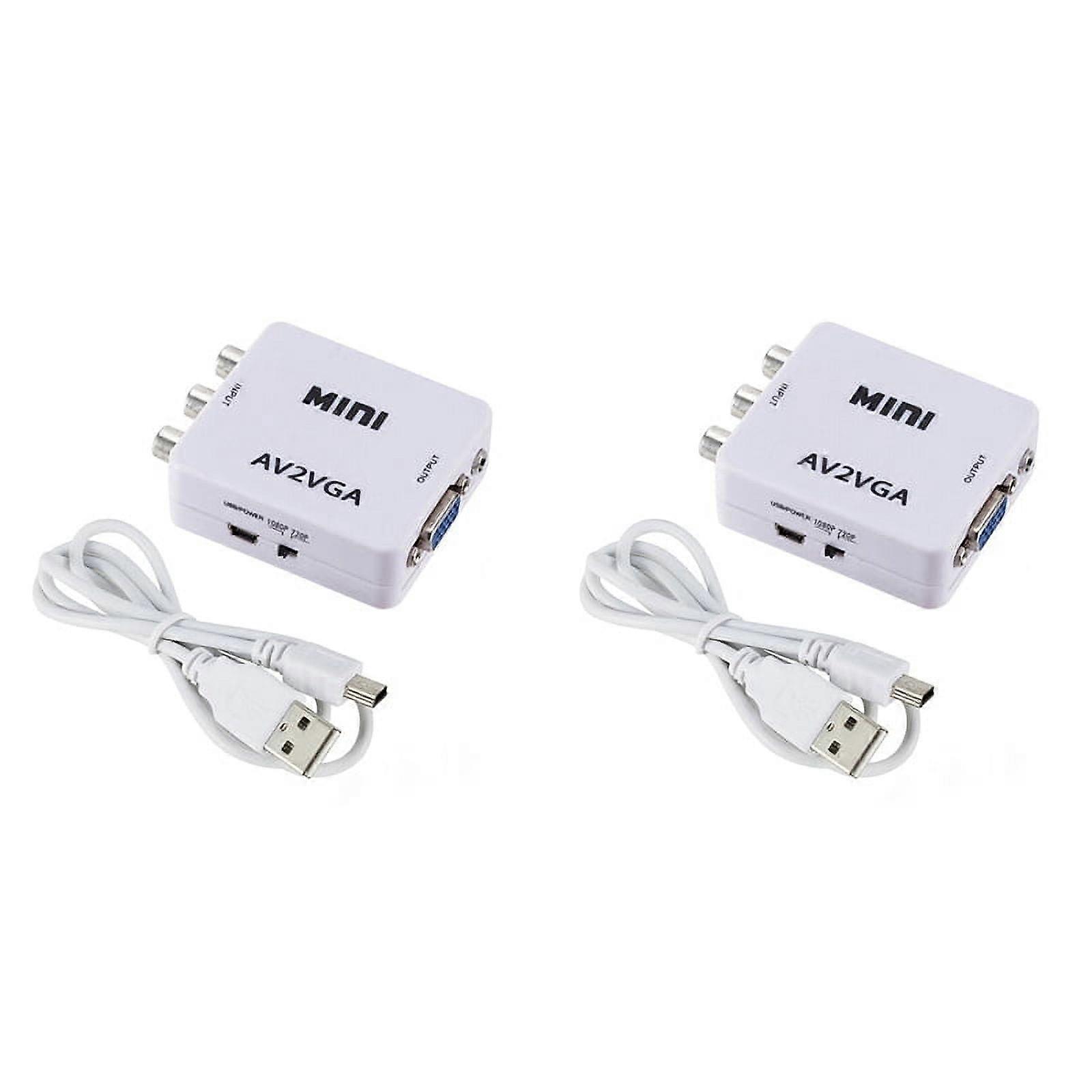 2X AV (RCA) to VGA Audio Video Converter,Support Resolution 1080P /720P,with 3.5 mm AUDIO Audio Input Port,for STB TV PC