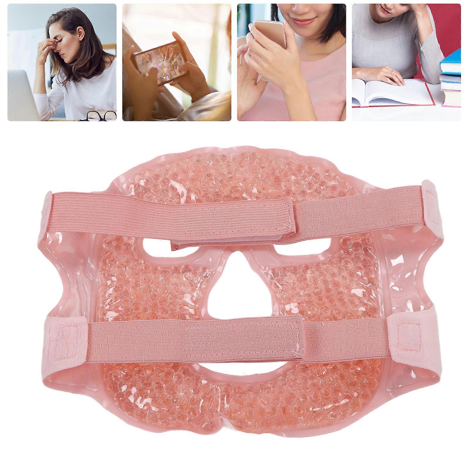 ホットコールドコムレスジェルビーズフェイスカバーソフトスウェルストレスリリーフヒートアイスパックフェイスカバースリーピングピンク用