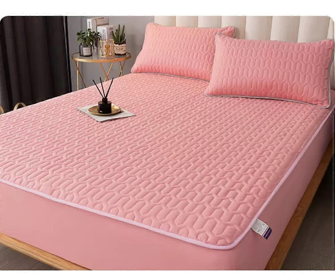 Plain Pink Polyester & Cotton Elasticated Bed Sheets Deep Pocket King Size Double Bed 180x200 cm Fitted
