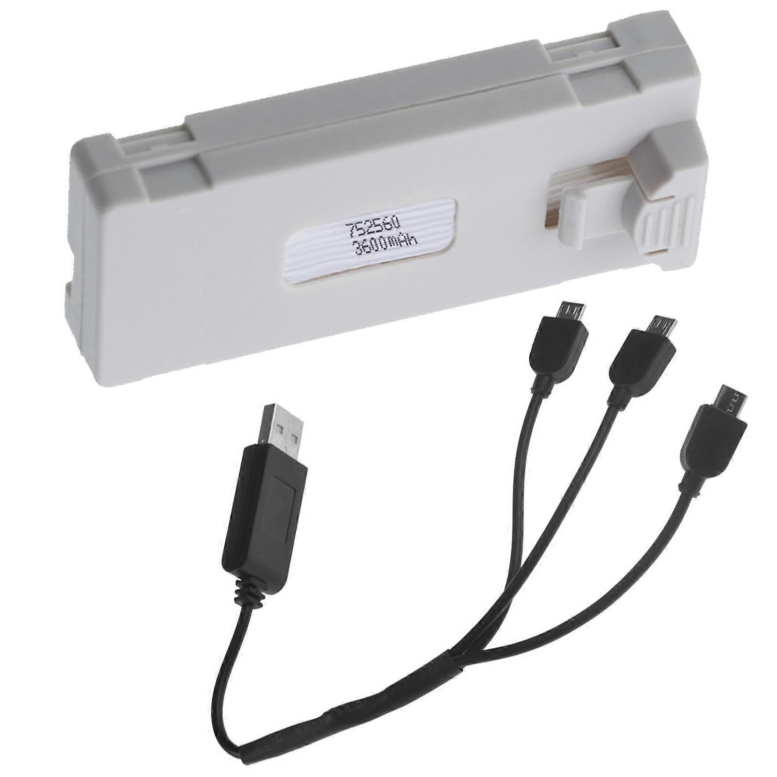 Shock Resistant 3600mAh Drones Battery Compatible for E88/E99/E89/P1/K7/E55 Models Intelligent Charge Management  Gray