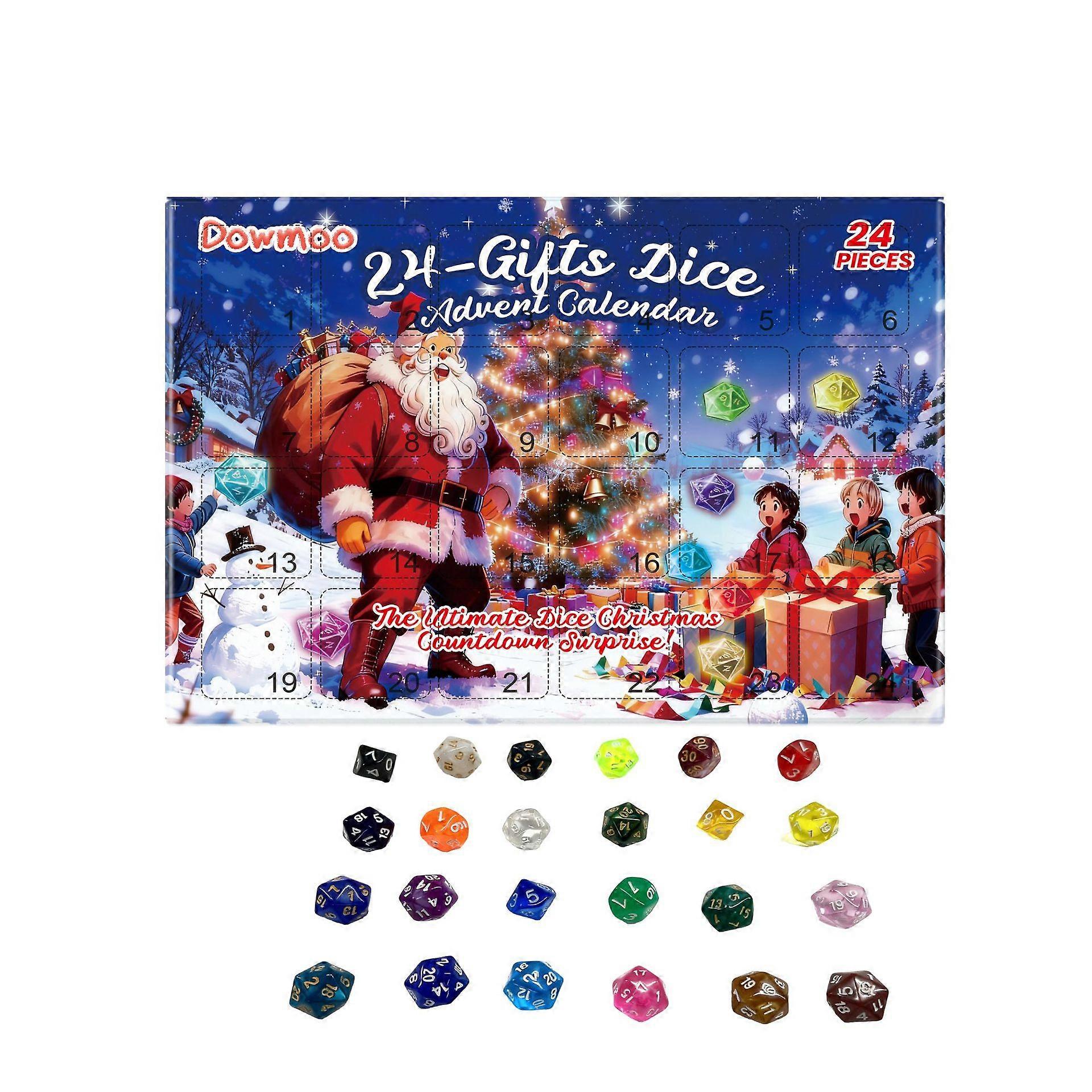 DOWMOO Christmas Calendar Dice Blind Box 24-Day Countdown: Festive and Creative Gift Box with 24 Pieces-jc