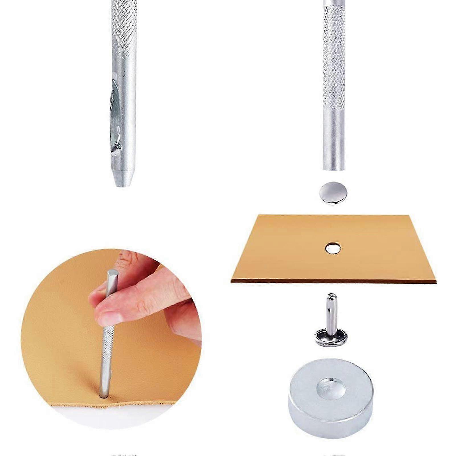 360 Sets 3 Sizes Leather Rivets Double Cap Rivet Tubular Metal Studs with 4 Fixing Set Tools for DIY Leather Craft