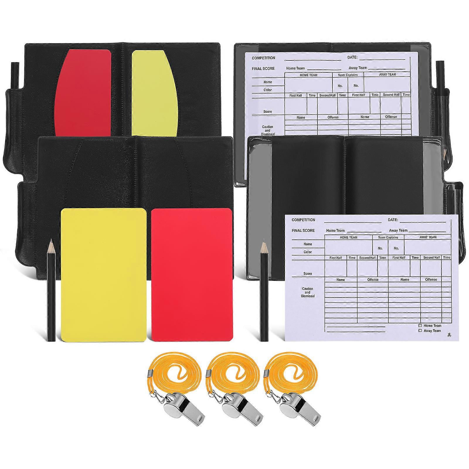 Red Yellow Cards Referee Kit with Whistle for Soccer Games 1Set