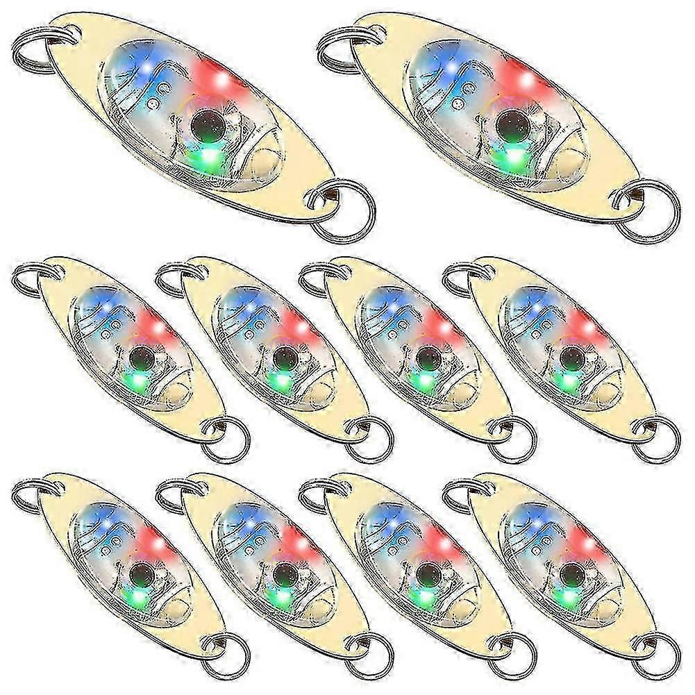 10 Pcs LED Fishing Lures with Spoons for Deep Drop Trolling, Halibut Underwater Flasher Lures