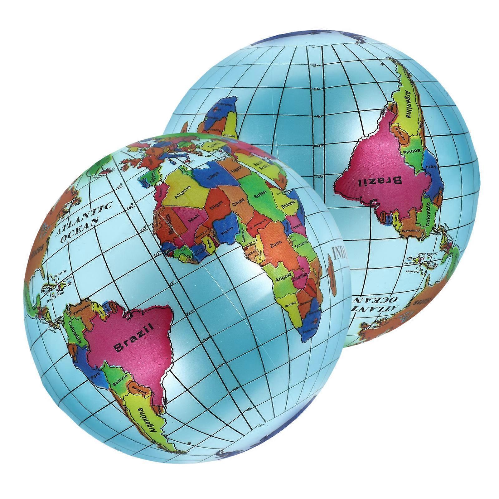 Portable Inflatable Globe World Map Toy for Kids 2Pcs Educational Ball
