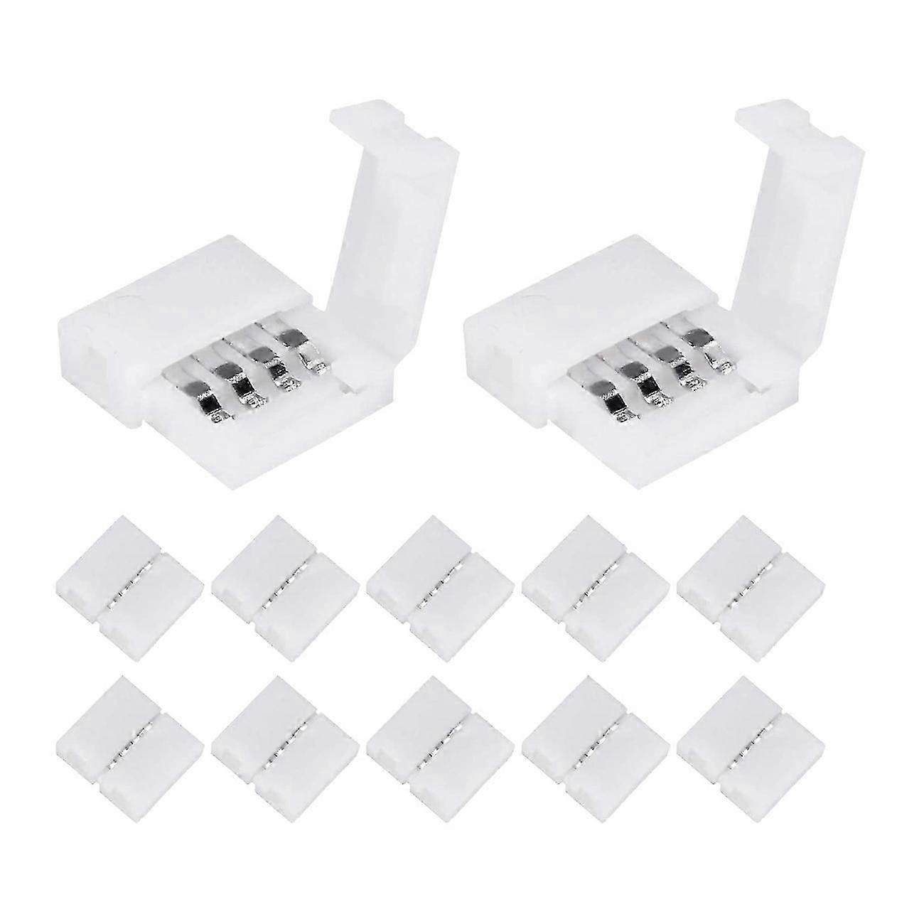 50 Packs 4-Pin RGB LED Light Strip Connectors 8mm Gapless Solderless Adapter Terminal Extension for