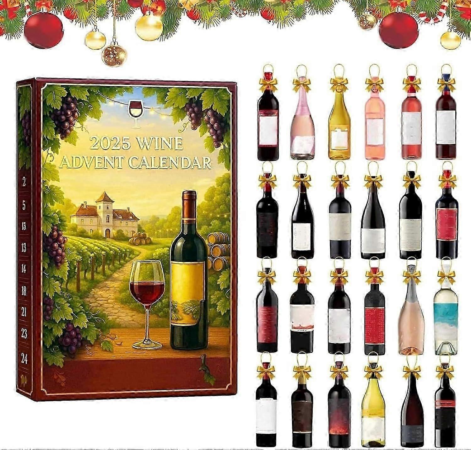 Wine Advent Calendar 2025, Alcohol Advent Calendar 2025 for Adults, 24 Mini Bottles of Red   White Wine Christmas Advent Calendar, Gift for Wines Love