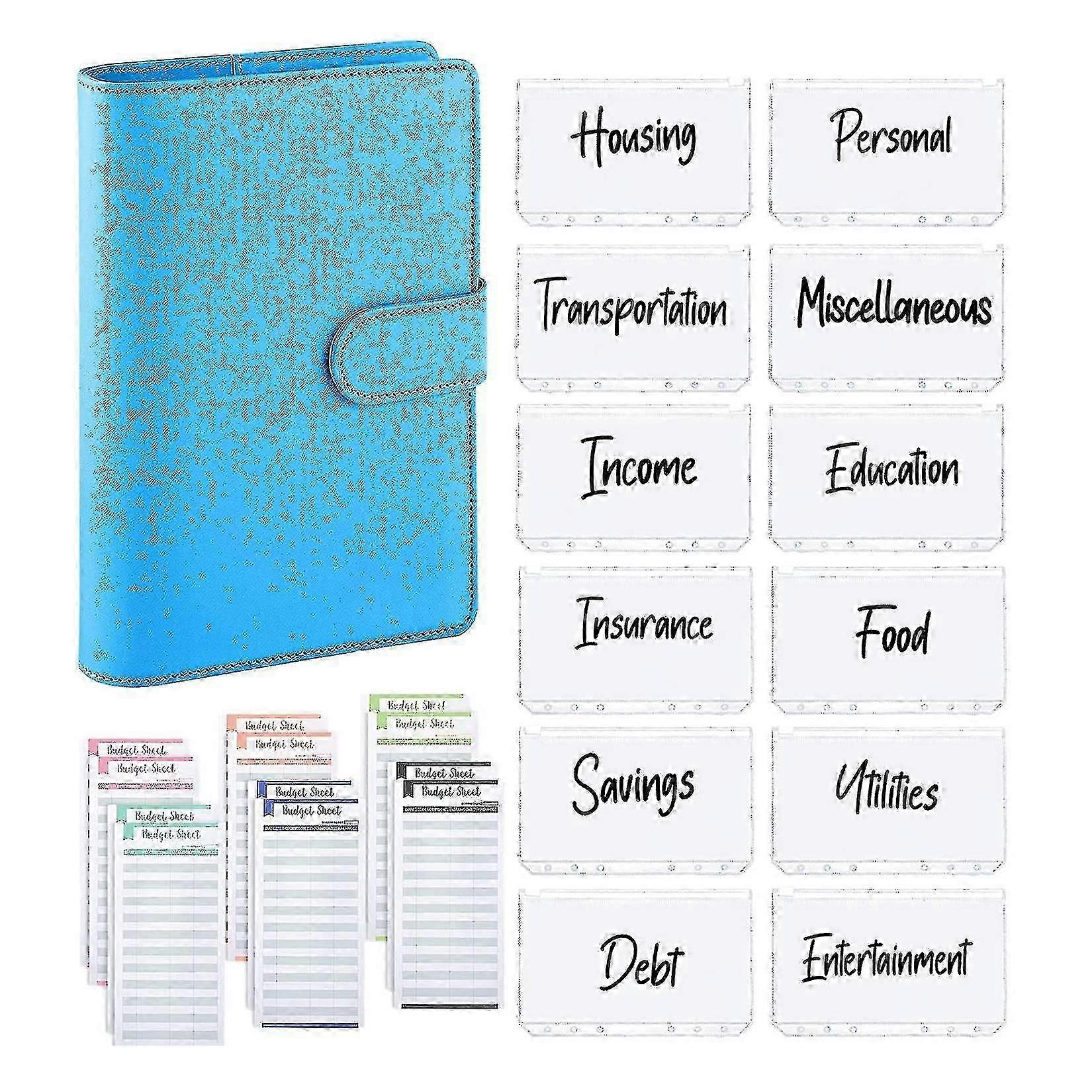 25 قطعة A6 بو الجلود الميزانية الموثق مجموعة ، الموثق غطاء مخطط شخصي الموثق لتوفير المال