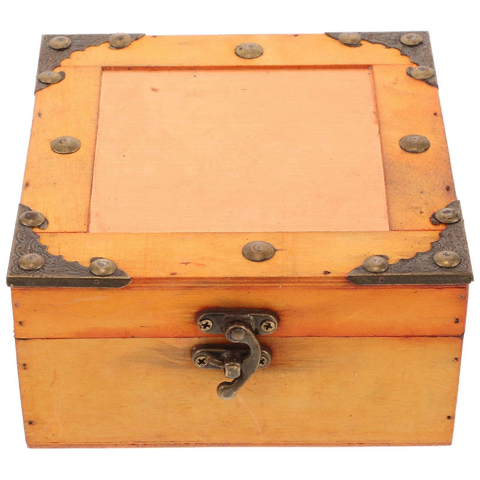 Lockable Storage Box Wood for Storage Large Vintage Keepsake Box