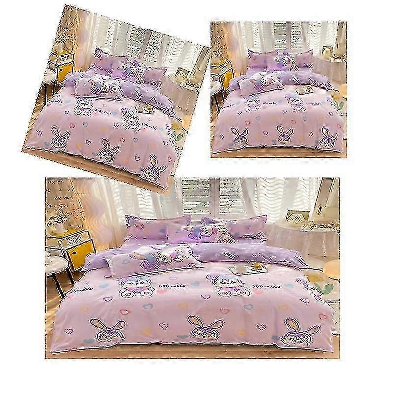Luxury 4 Piece Set Bedding printed Quilt Cove Fitted Sheet Pillowcase Color Y