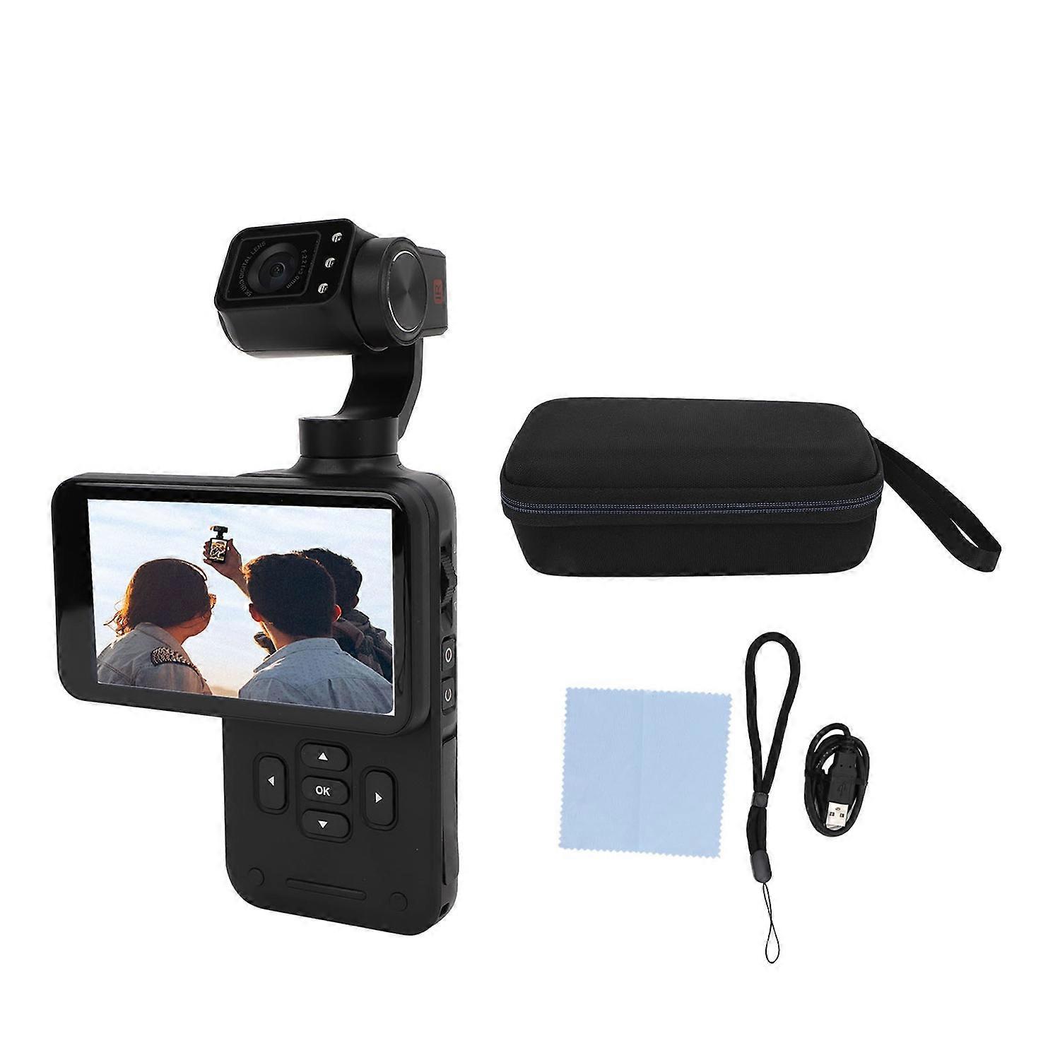 5K Pocket Video Camera with 3.5 Inch Rotating Touchscreen HD 3 Axis Stabilization Wide Angle Action 