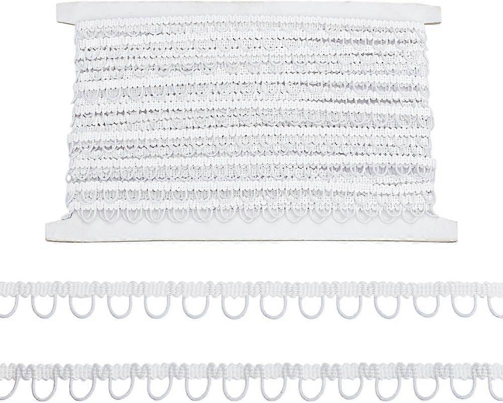 10 Yards Gimp Braid Trim with Elastic Button Loop 1/2 inch White Button Elastic Loop Button Loop Tape Dress Zipper Extender Upholstery Trim for Sewing