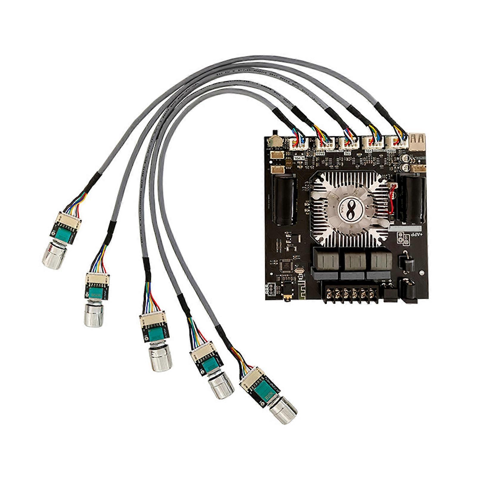 2x160W+220W 2.1 Channel Amplifier TDA7498E Bluetooth-compatible Power Amplifier Module with Treble & Bass Control Knob Multicolor