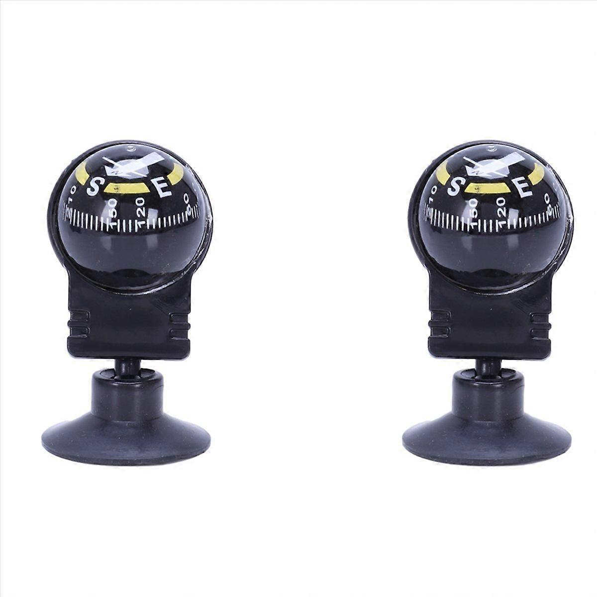 2X Car Vehicle Floating Ball Magnetic Navigation Compass Black