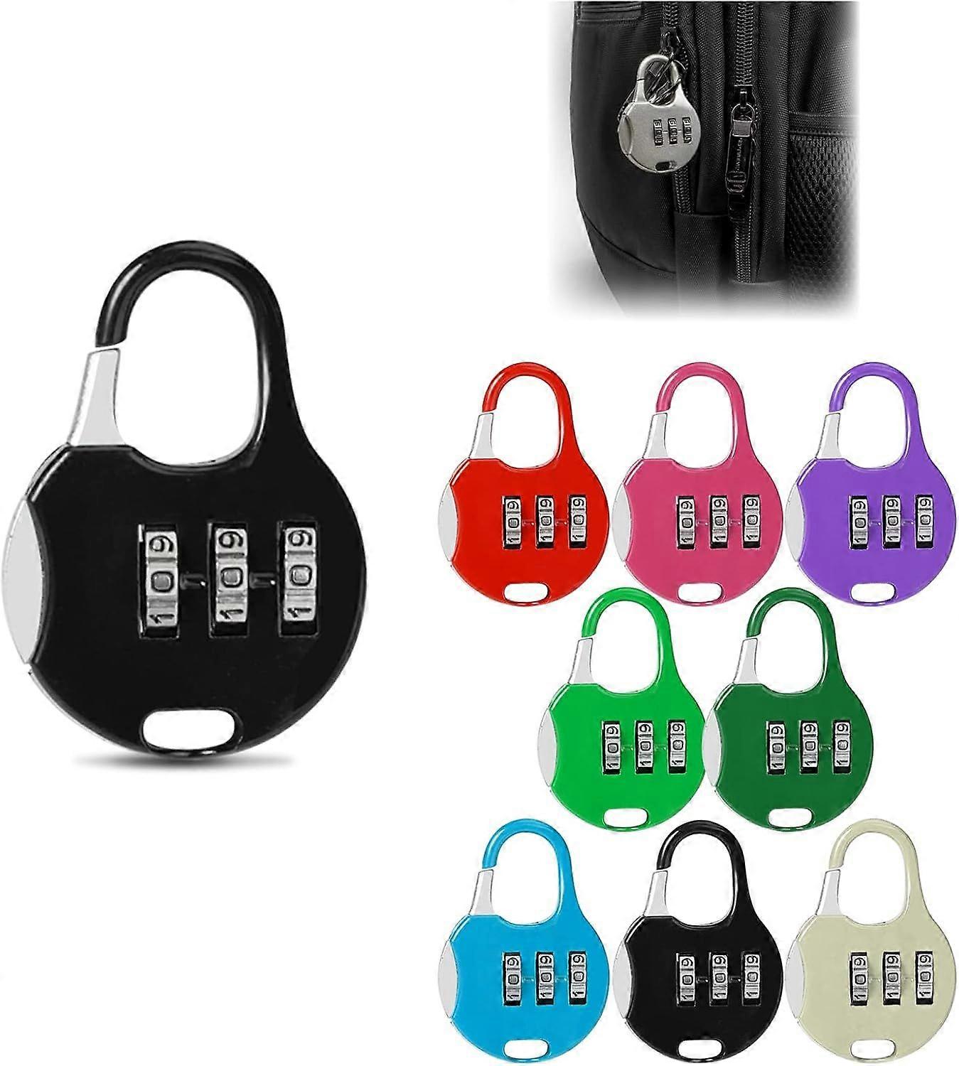 Combination Padlock, 8 Pieces Colorful Combination Lock, Mini Resettable 3 Digit Combination Padlock, Digital Backpack Padlock for Cabinets, Backpacks