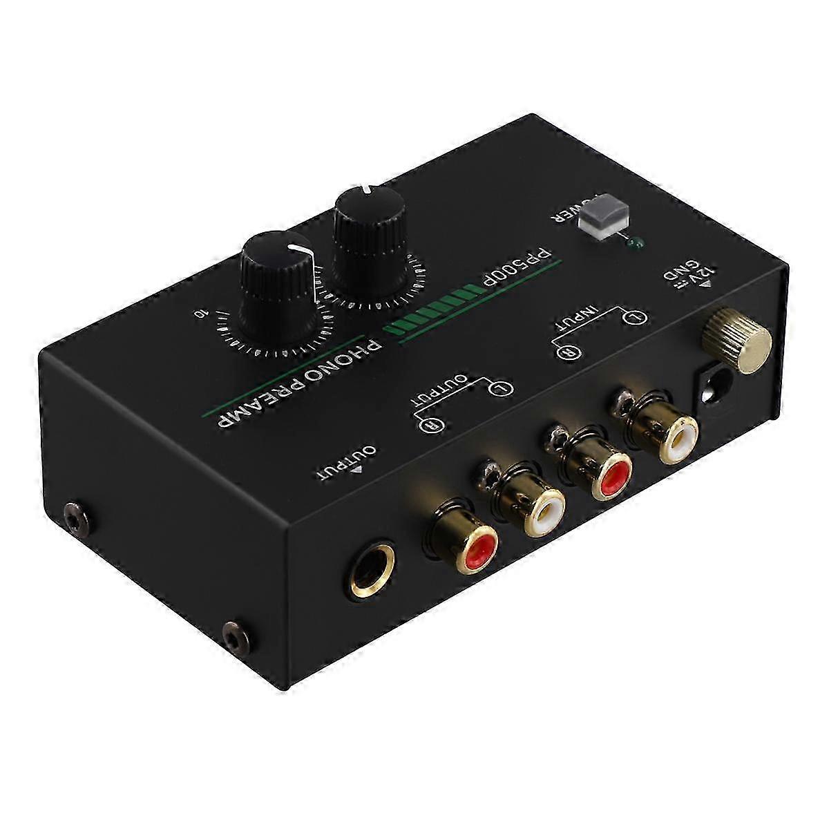 Phono Turntable Preamp, Phonograph Preamplifier with R C A Input, TRS Output, for Turntable Record Play EU Plug