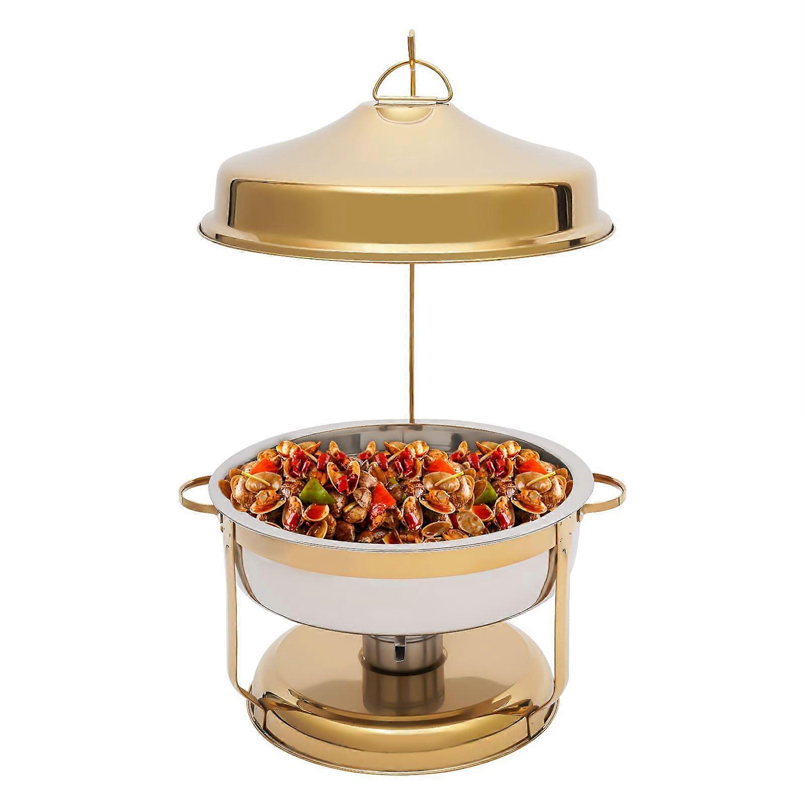 Gold Round Stainless Steel Chafing Dish Buffet Set 9.5QT Large Capacity with Visible Lid for Catering