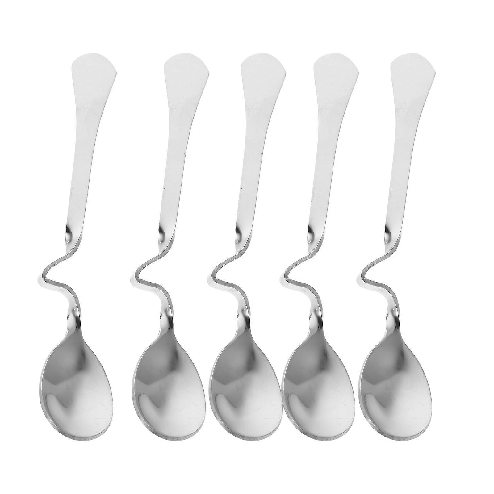 Silver Hanging Coffee Spoons Stainless Steel Serving Spoon Set 5Pcs