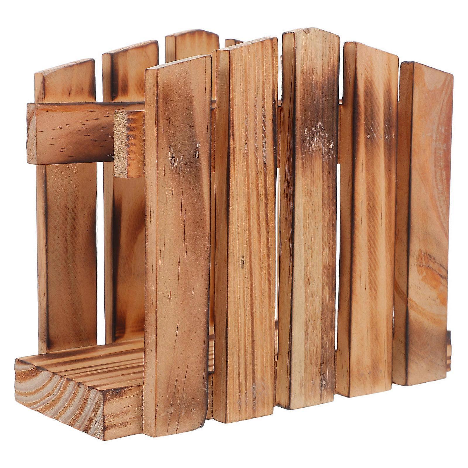 Vintage Wood Napkin Holder for Home Use with Rustic Fence Design in Light Brown, Perfect for Dining Table and Countertop