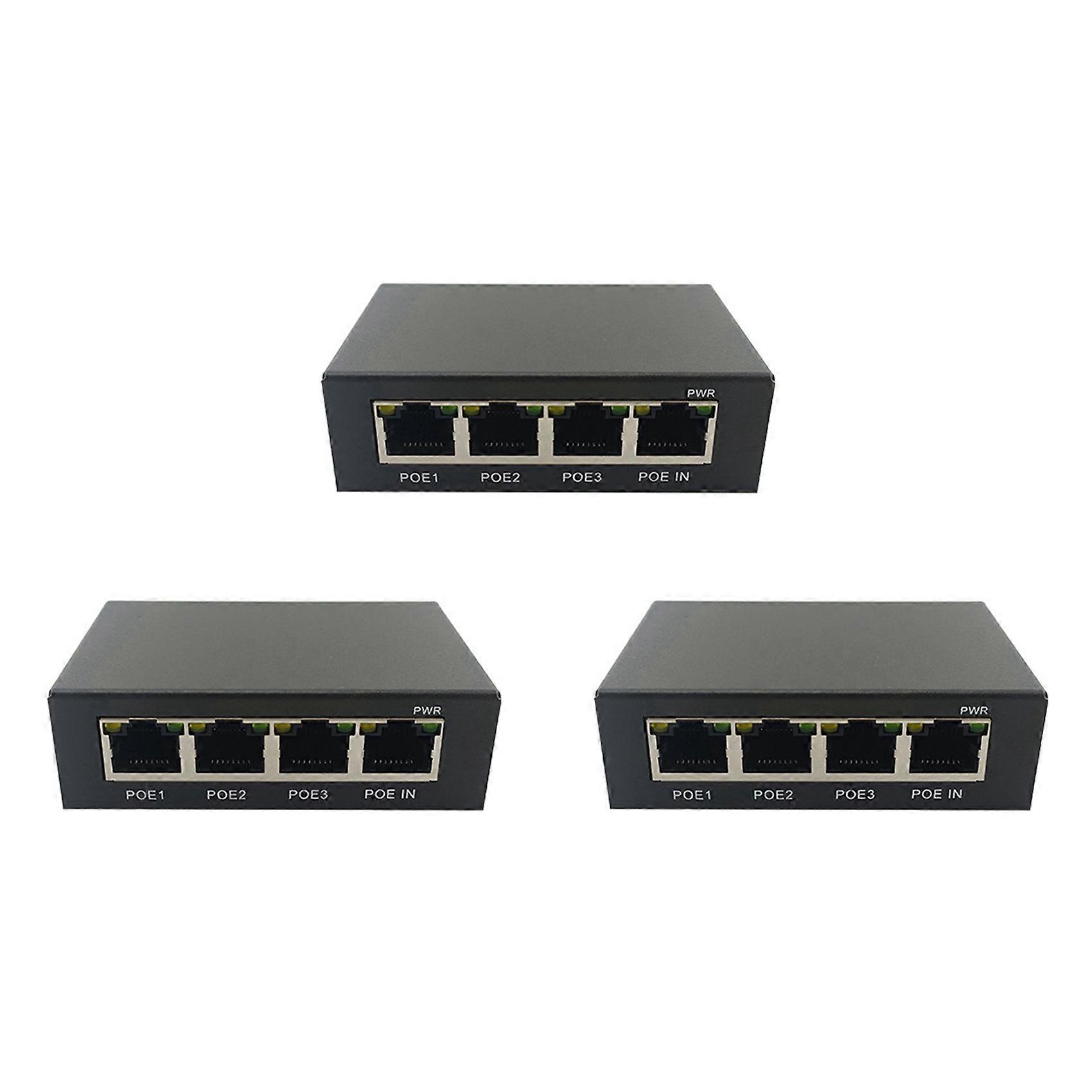 3X 4 Port Gigabit POE 100/1000M Network Switch Extender IEEE802.3Af/At Plug&Play for PoE Switch NVR IP Camera AP