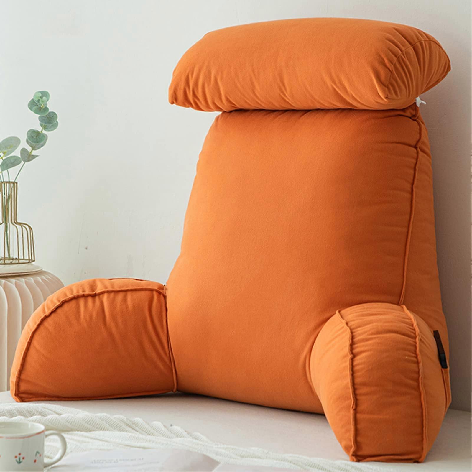 Reading Pillow with Arm Rests and Detachable Neck Support, Large Backrest for Bed or Sofa