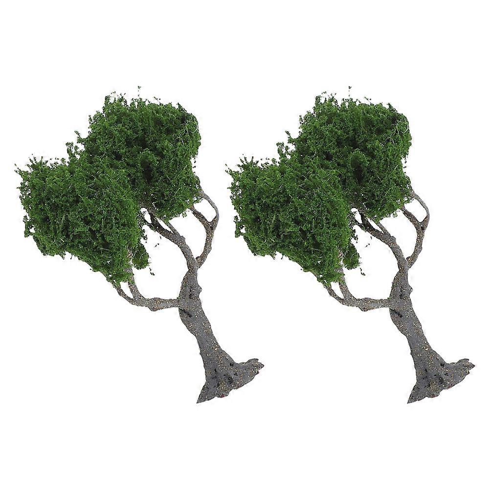 Micro Landscape Tree Miniature Model for Decoration 2Pcs Olive Green Plastic Trees