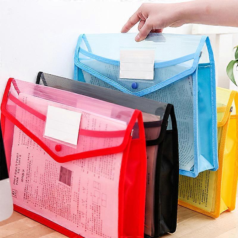 1Pc Waterproof File Transparent A4 Folder Press Button Plastic Data Document Bag Storage Office Supplies