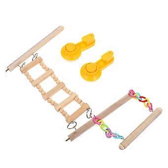 Multifunctional Wood Bird Playground with Suction Cup for Car and Window Small Bird Toy Safe Reliable Compact Design