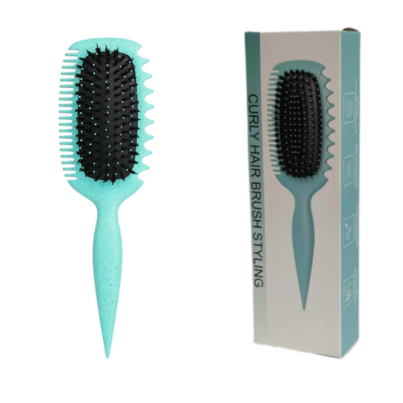 Curly Hair Brush with Curl Defining Bristles for Women and Men, Green Detangling Frizz Reduction