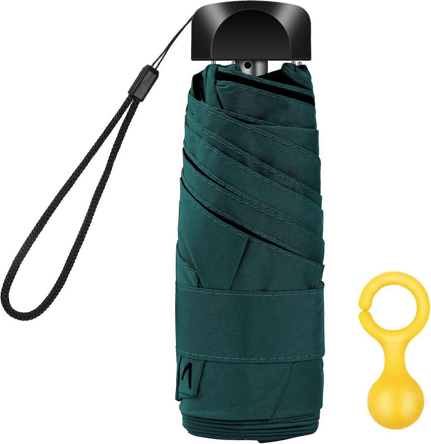 Mini Travel Umbrella. Pocket Umbrella Foldable Compact with Flat Handle. 6-Rib