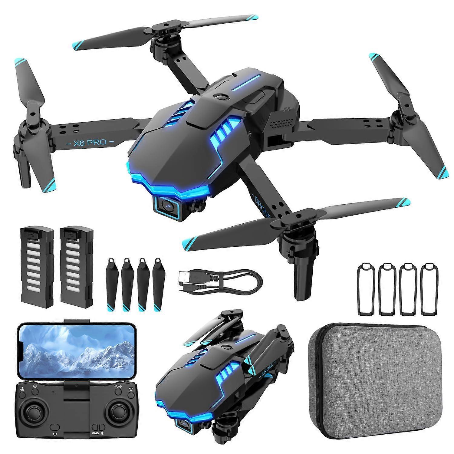 Drone with Camera 1080P WideAngle, Foldable Brushless Motor RC Quadcopter for Beginners with Dual Batteries, Orange