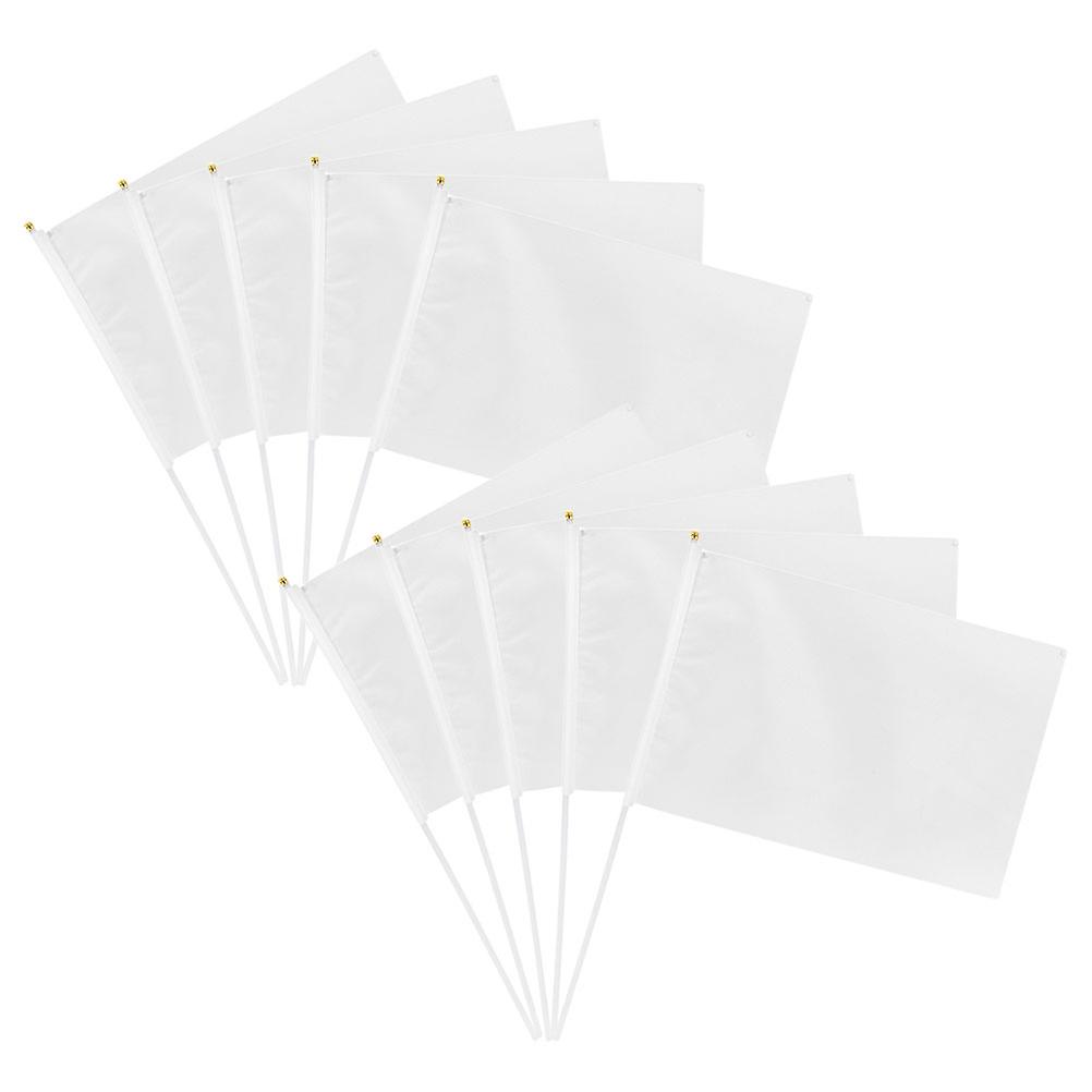 Handheld Signal Flags DIY Handheld Flag for Party 10Pcs White Polyester Flags