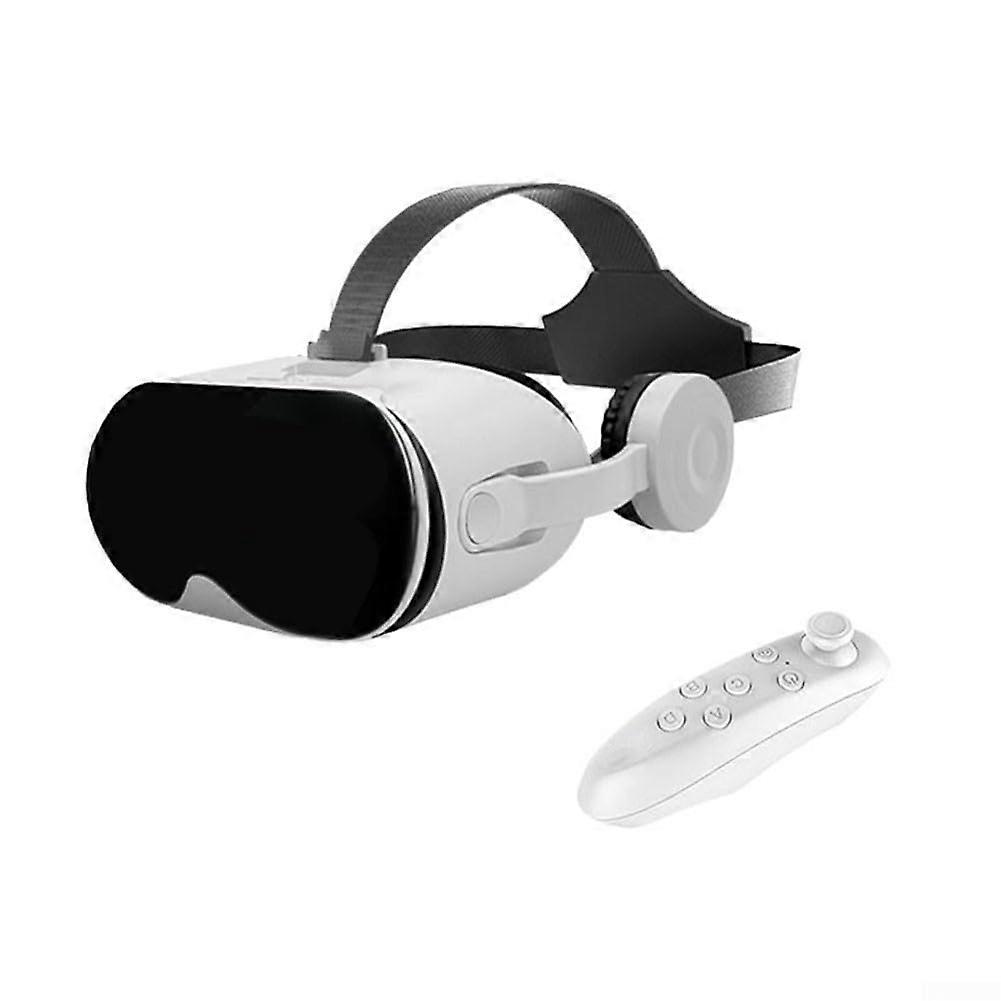 Virtual Reality Headset with Built-in Headphones, 3D VR Glasses for iOS and Android, 110° FOV, Game Controller, White