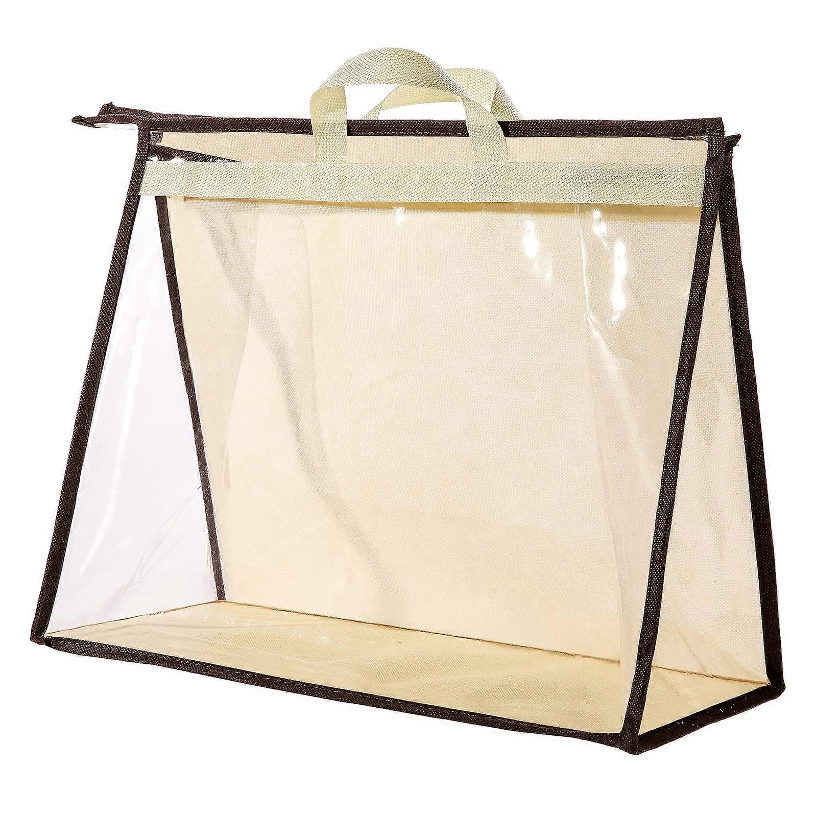 Handbag Storage Organizer with Clear ThreeSided View, Dustproof Zipper, XL Beige 1PC for Closet