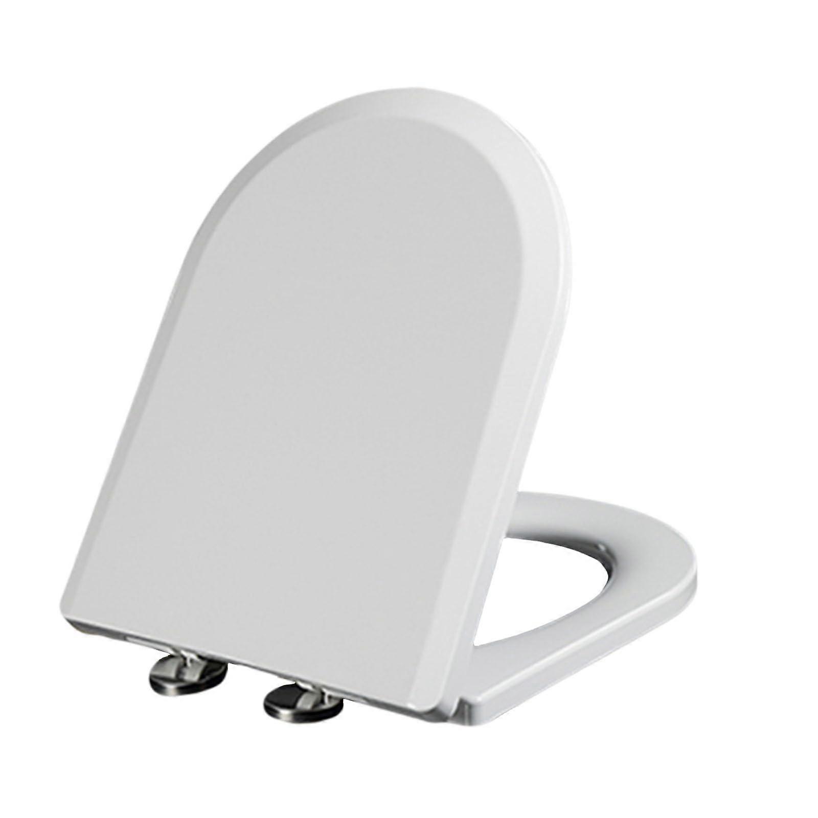 D Shape Soft Close Toilet Seat White 44x35.5cm Quick Release  Fixing Hinges Durable PP Lid