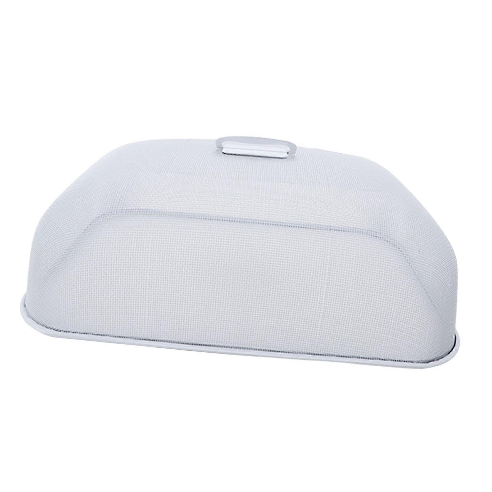 Fine Mesh Food Cover and Protector with Handle, Dustproof Large Capacity for Outdoor Picnic BBQ Parties, White