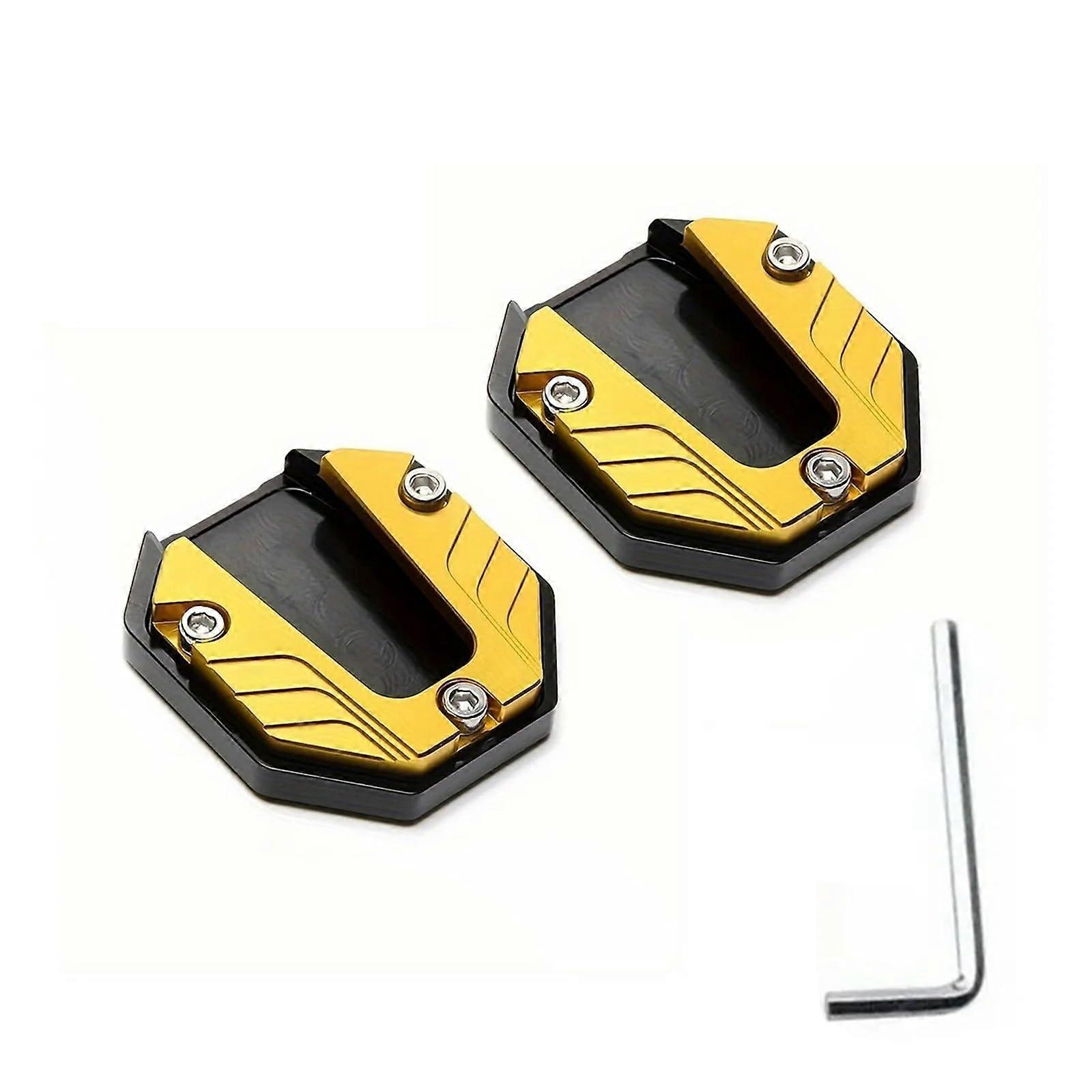 2pcs Motorcycle Kickstand Pad AntiSlip Wide Base Side Stand Extension Gold for Stable Parking
