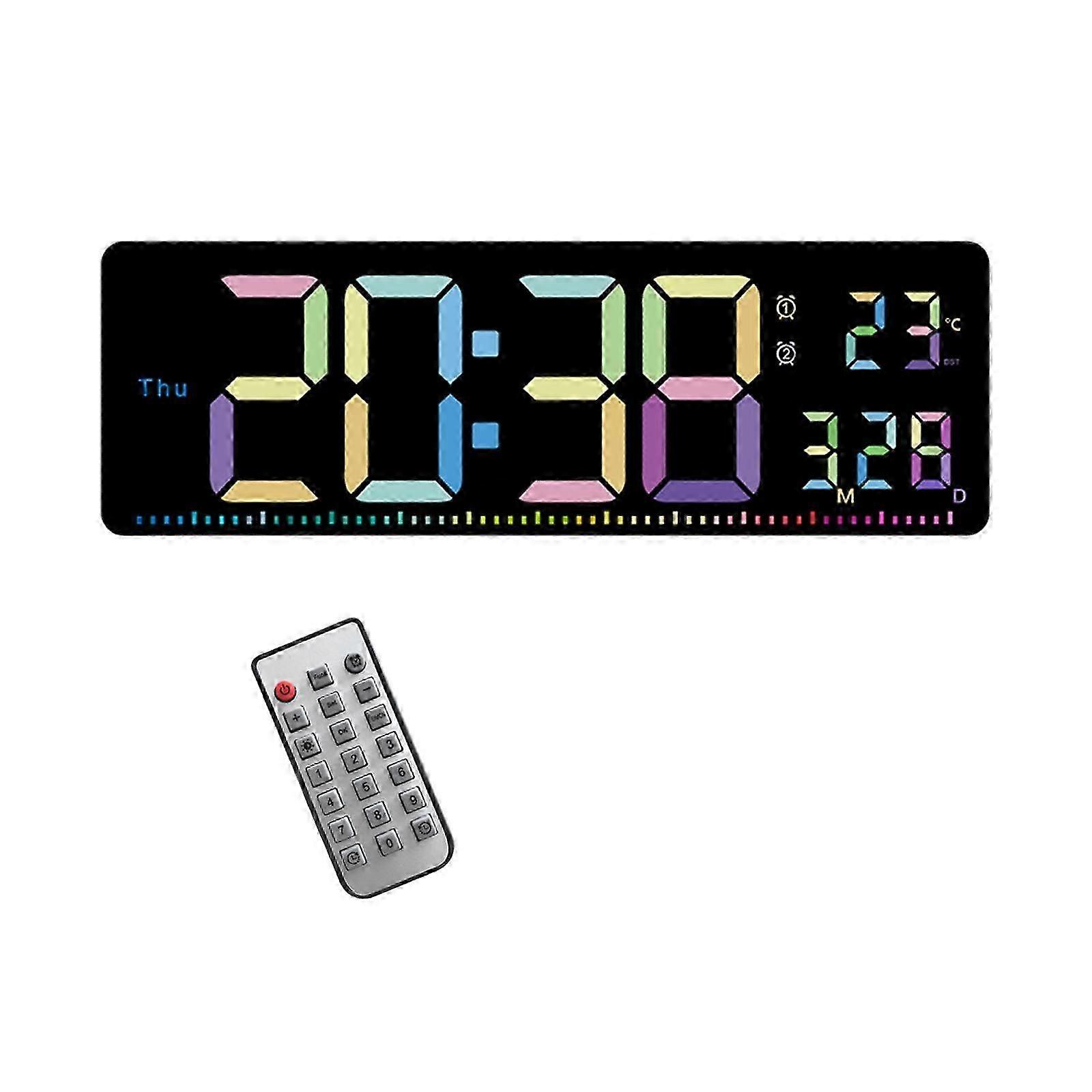 Digital Wall Clock Temperature Month Date Week Display Dst 10 Level Brightness