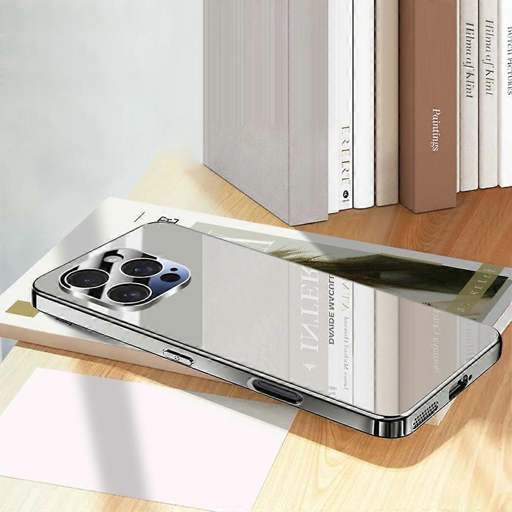 For iPhone 16 Pro Max Case Electroplating PC Phone Back Cover with Camera Lens Protector