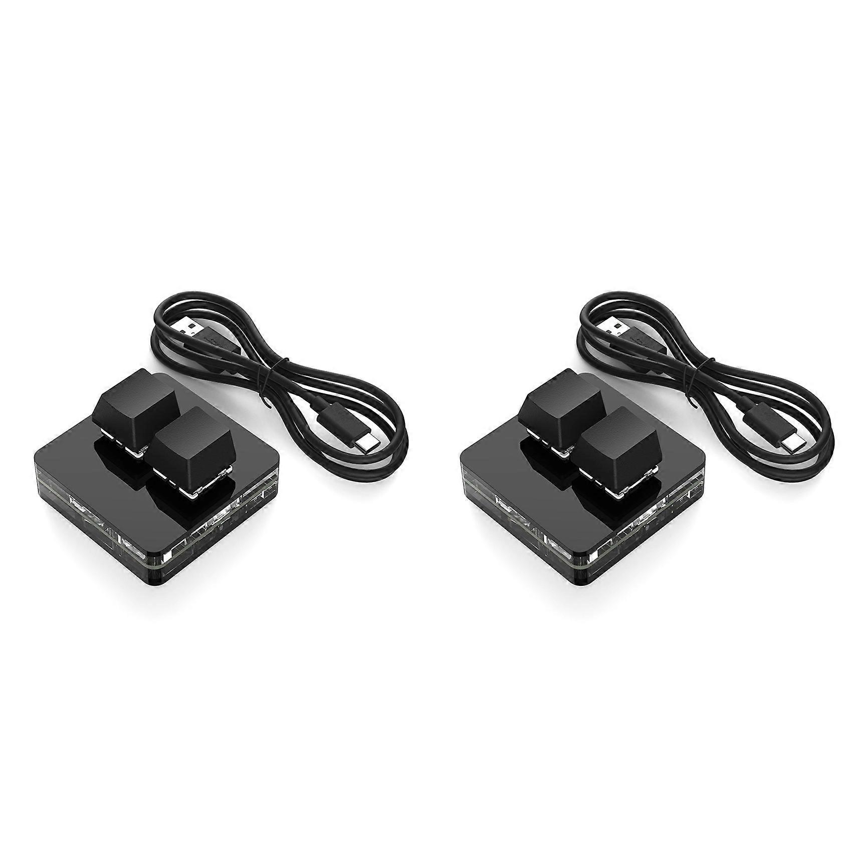 2X Custom Mini Keyboard 2 Key RGB Macro OSU Keypad Programmable Mechanical Keyboard for Gaming Working, Black Type A