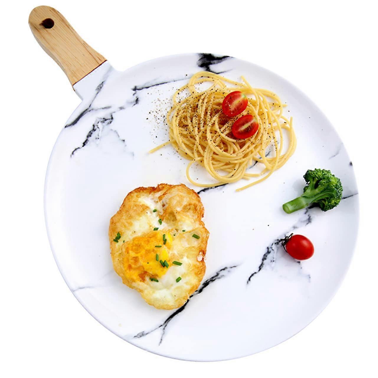 Ceramic Pizza Peel with Ergonomic Handle, Round Serving Board for Pizza, Bread and Desserts